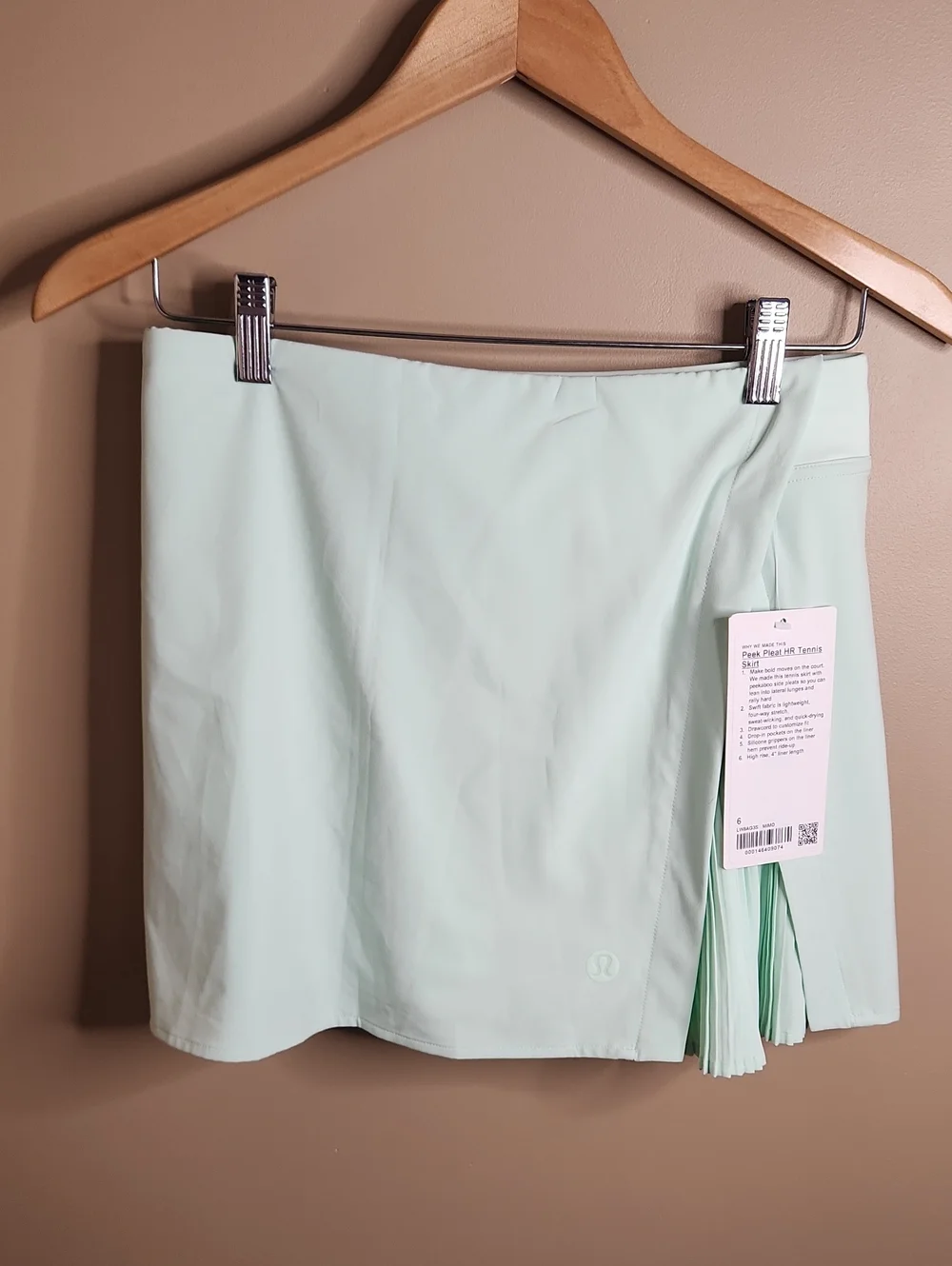Lululemon Peek Pleat High-Rise Tennis Skirt in Mint Moment. Sz 6. NWT.#W8AG3S
